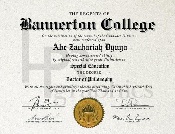 Bannerton College - Doctor of Philosophy Diploma