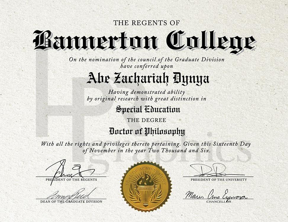 Bannerton College - Doctor of Philosophy Diploma