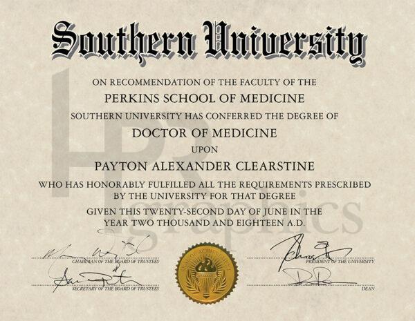 Southern University - Doctor of Medicine Diploma