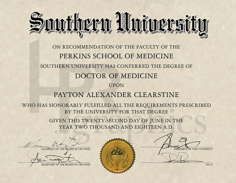 Southern University - Doctor of Medicine Diploma