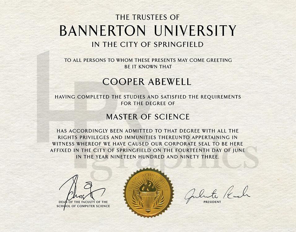 Bannerton University Diploma