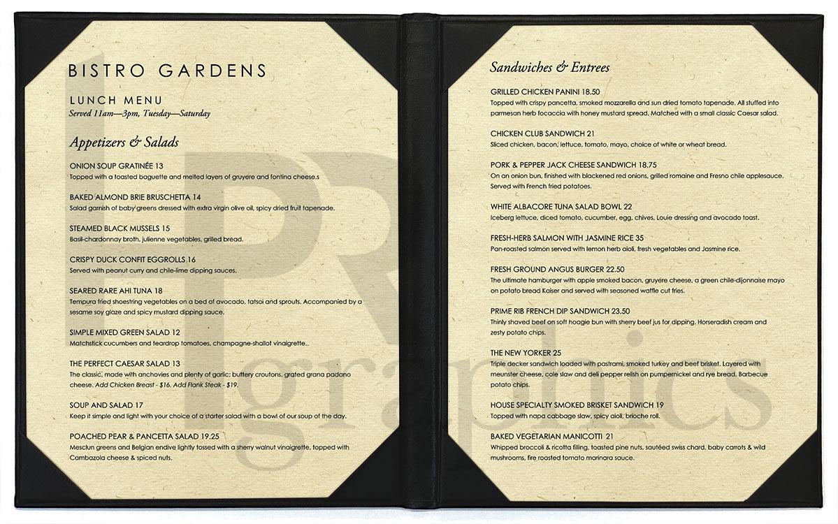 Bistro Gardens - Lunch Menu Insert