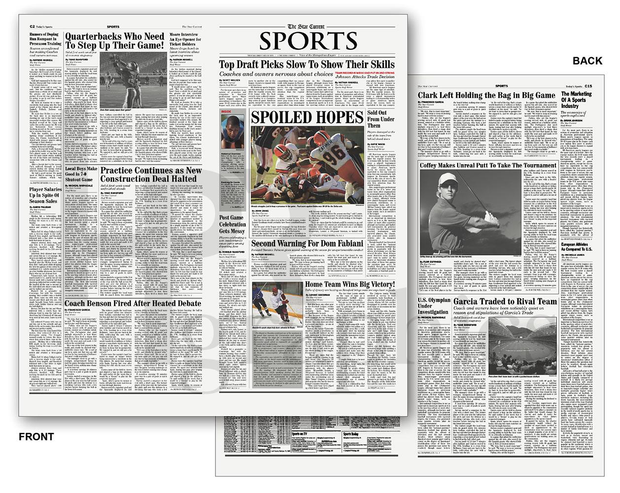 Pre-Printed Sports Section Cover - Star Current